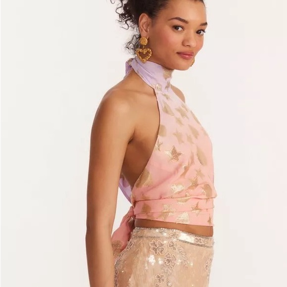 NWT LoveShackFancy Exclusive Boca Handkerchief Top in Sunset Ombré Orange XS + L - Picture 2 of 10